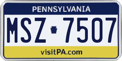 PA license plate MSZ7507
