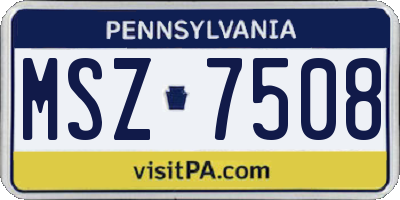PA license plate MSZ7508
