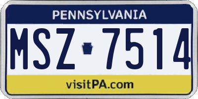 PA license plate MSZ7514