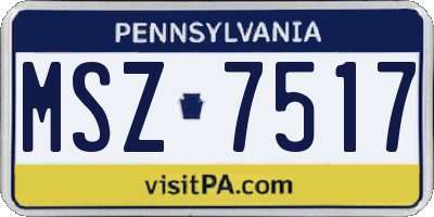 PA license plate MSZ7517