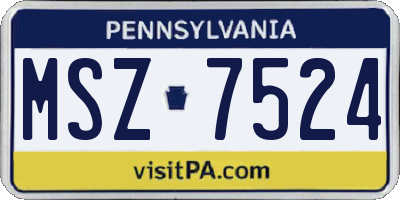 PA license plate MSZ7524