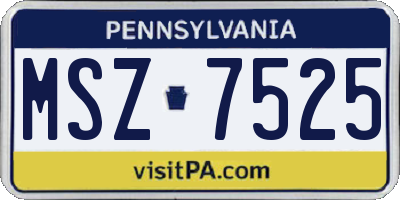 PA license plate MSZ7525