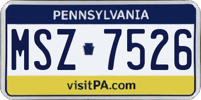 PA license plate MSZ7526