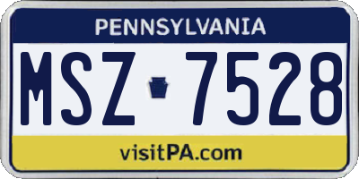 PA license plate MSZ7528