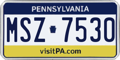 PA license plate MSZ7530