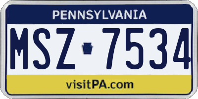 PA license plate MSZ7534