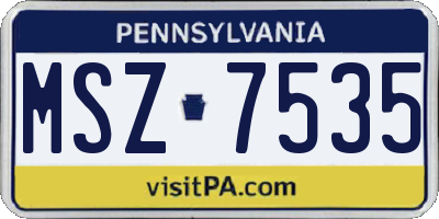 PA license plate MSZ7535