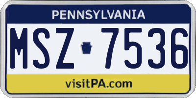 PA license plate MSZ7536