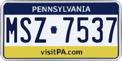 PA license plate MSZ7537