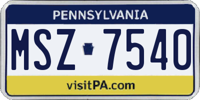 PA license plate MSZ7540