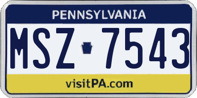 PA license plate MSZ7543
