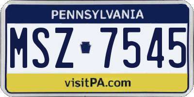 PA license plate MSZ7545