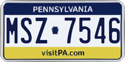 PA license plate MSZ7546