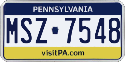 PA license plate MSZ7548