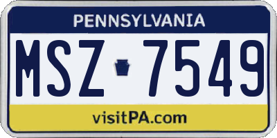 PA license plate MSZ7549