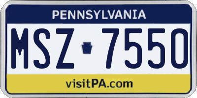 PA license plate MSZ7550
