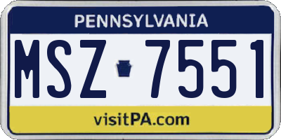 PA license plate MSZ7551