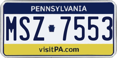 PA license plate MSZ7553
