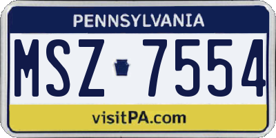 PA license plate MSZ7554