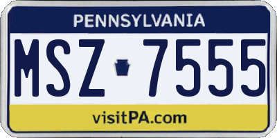 PA license plate MSZ7555