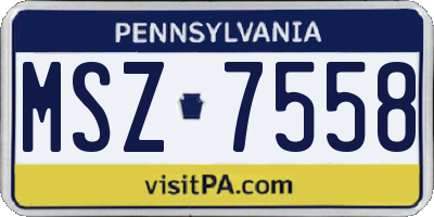 PA license plate MSZ7558