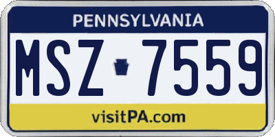 PA license plate MSZ7559
