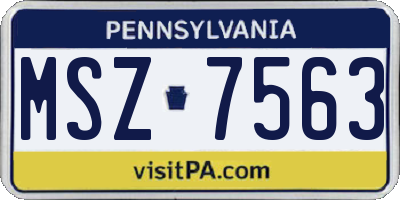 PA license plate MSZ7563