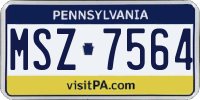 PA license plate MSZ7564