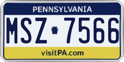 PA license plate MSZ7566