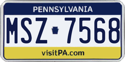PA license plate MSZ7568