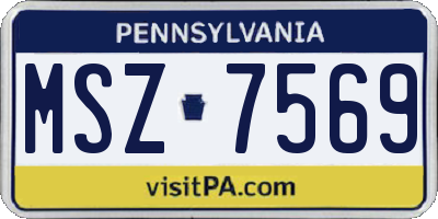 PA license plate MSZ7569