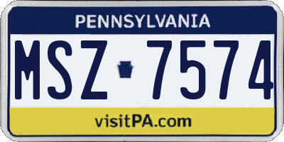 PA license plate MSZ7574