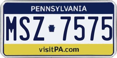 PA license plate MSZ7575