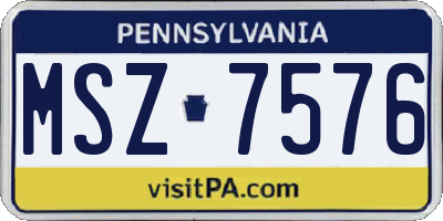 PA license plate MSZ7576