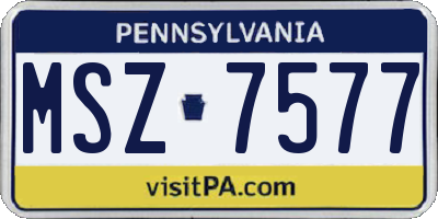 PA license plate MSZ7577