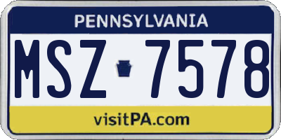 PA license plate MSZ7578