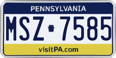PA license plate MSZ7585