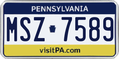 PA license plate MSZ7589