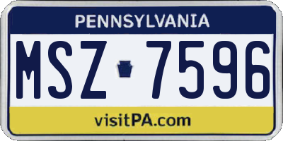 PA license plate MSZ7596