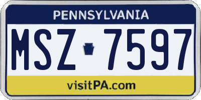 PA license plate MSZ7597