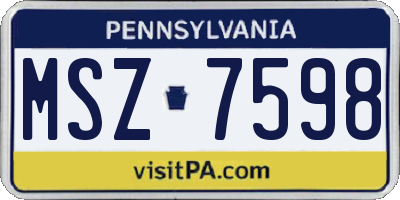PA license plate MSZ7598