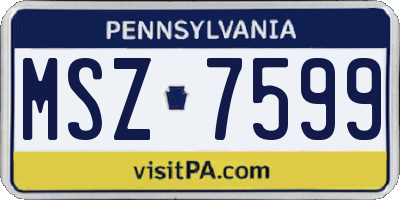 PA license plate MSZ7599