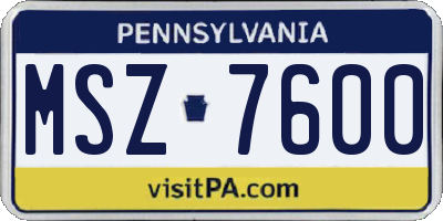 PA license plate MSZ7600