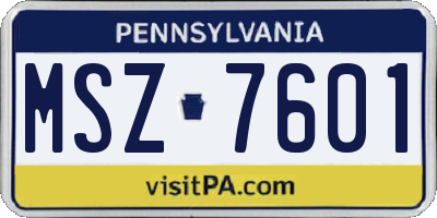 PA license plate MSZ7601