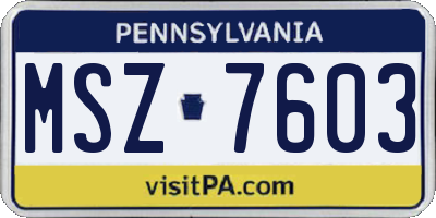 PA license plate MSZ7603