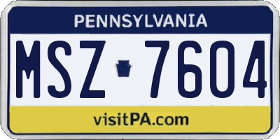 PA license plate MSZ7604