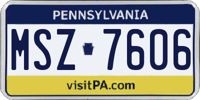 PA license plate MSZ7606