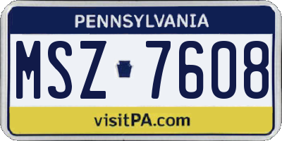 PA license plate MSZ7608