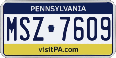 PA license plate MSZ7609