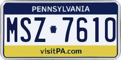 PA license plate MSZ7610